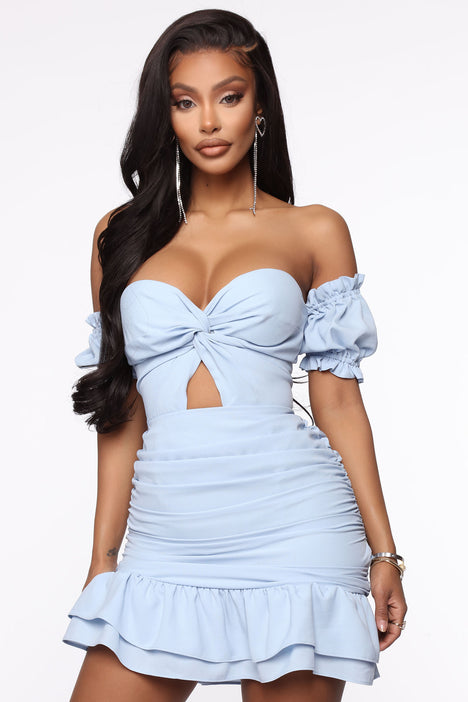 All Ruffled Mini Dress - Blue | Fashion ...